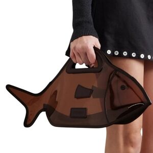STAUD Brown Unique Purse Fish Shaped Summer Bag